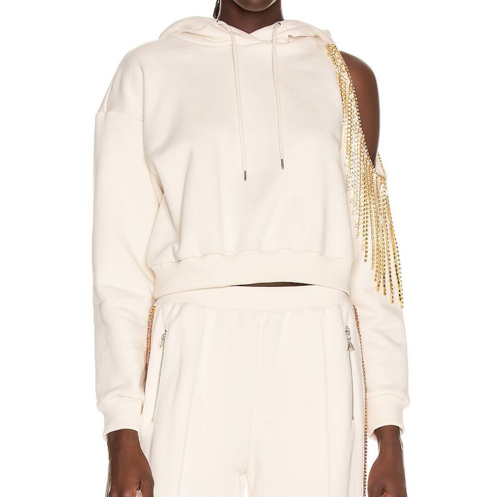 NWT: AREA Crystal Fringe Hoodie